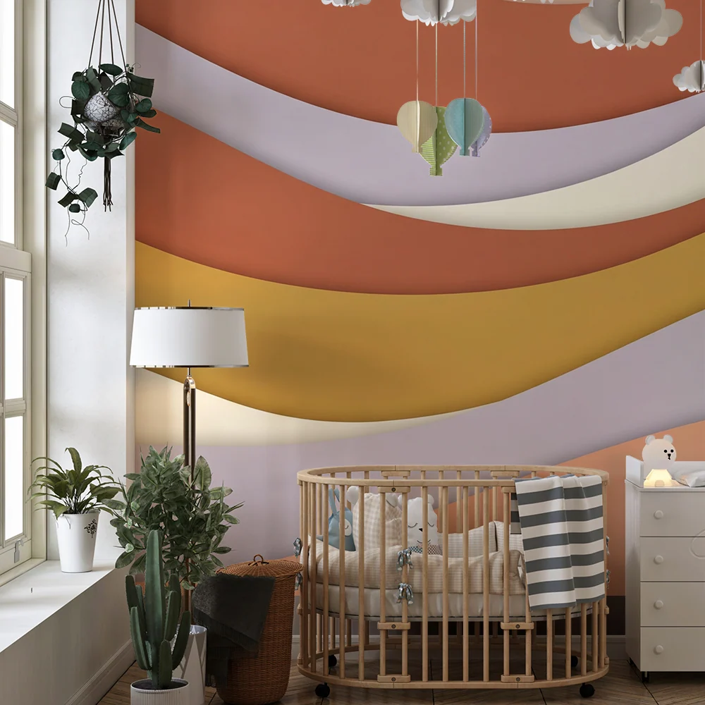 Nursery room wallpaper | Gyengéd hullámok pasztell színekkel nyugtató hangulatért