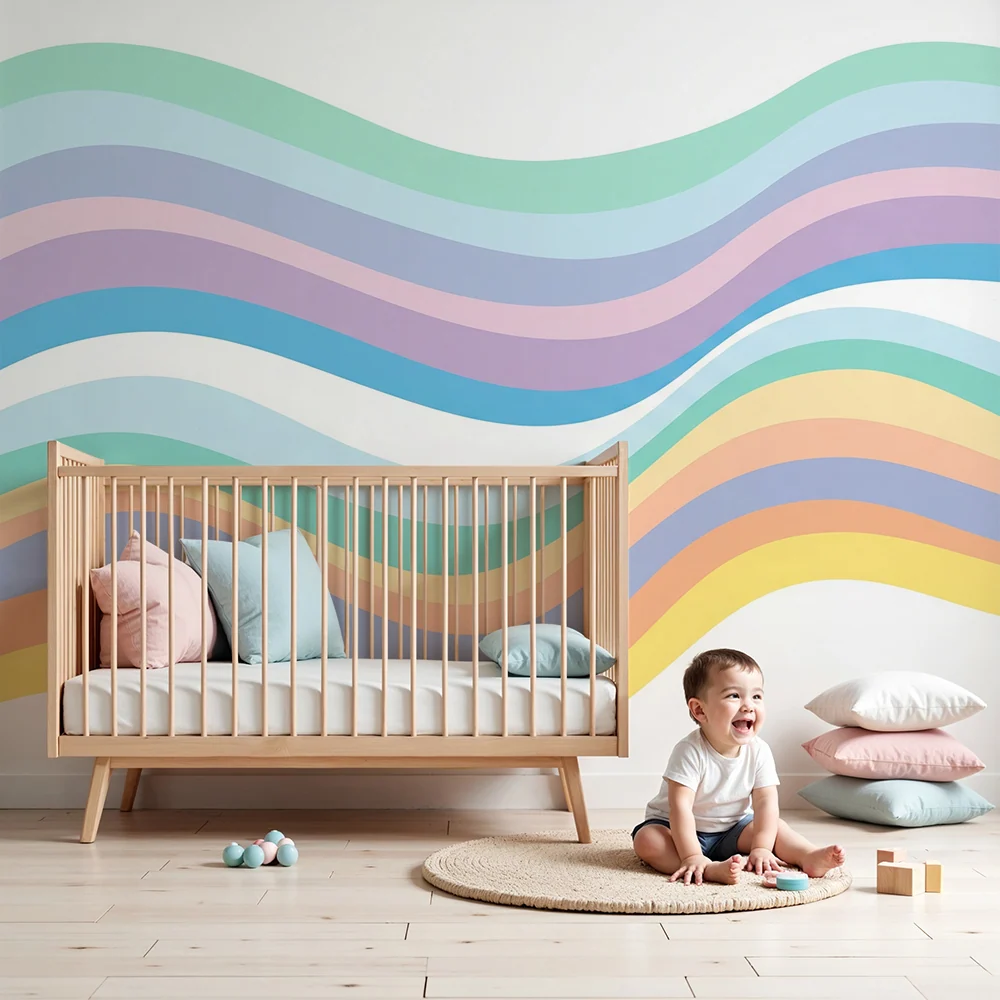 Nursery room wallpaper | Gyengéd és nyugtató pasztell hullámok