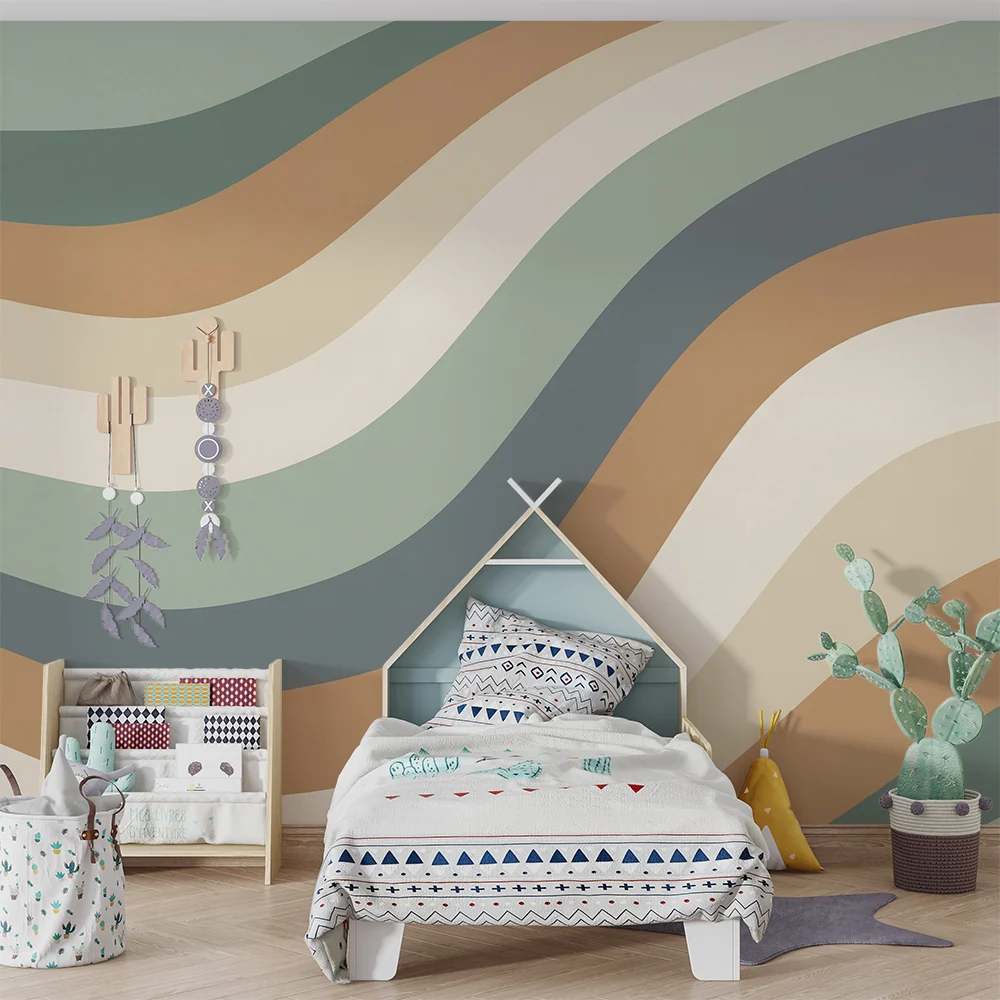 Nursery room wallpaper | Hullámzó minták puha és természetes árnyalatokban