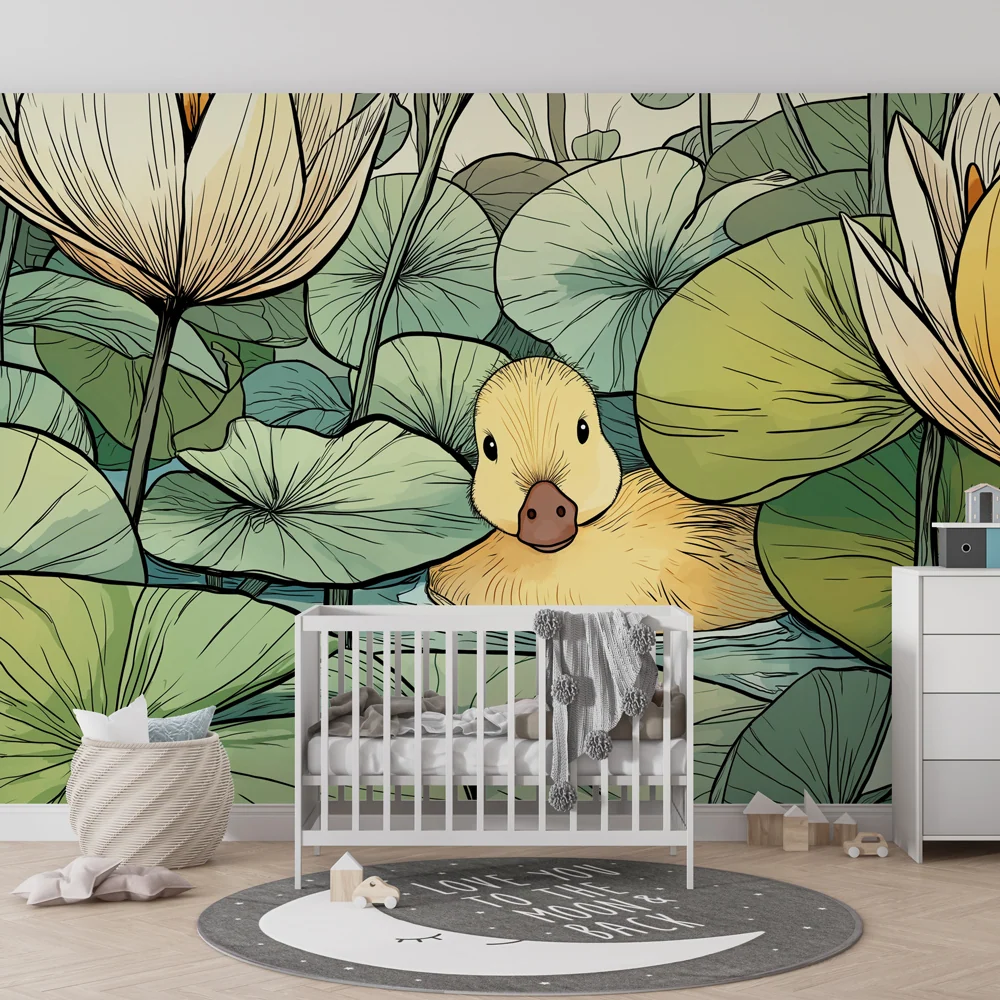 Nursery room wallpaper | Kacsa tavirózsák között