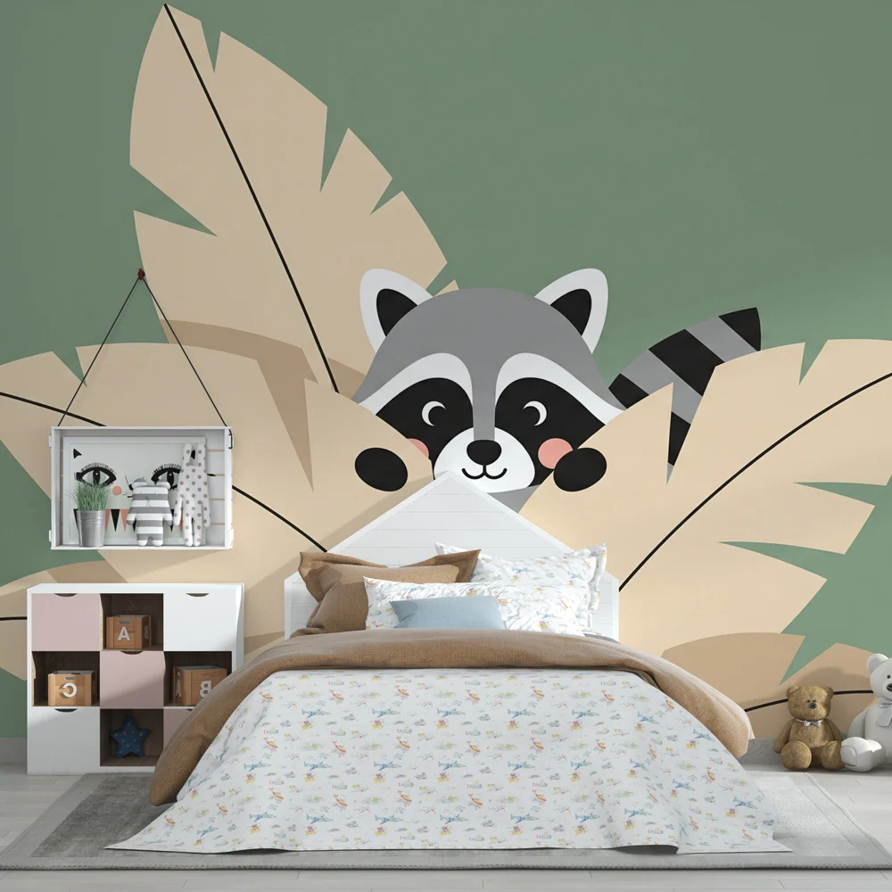 Nursery room wallpaper | Kócos mosómedve dzsungelben