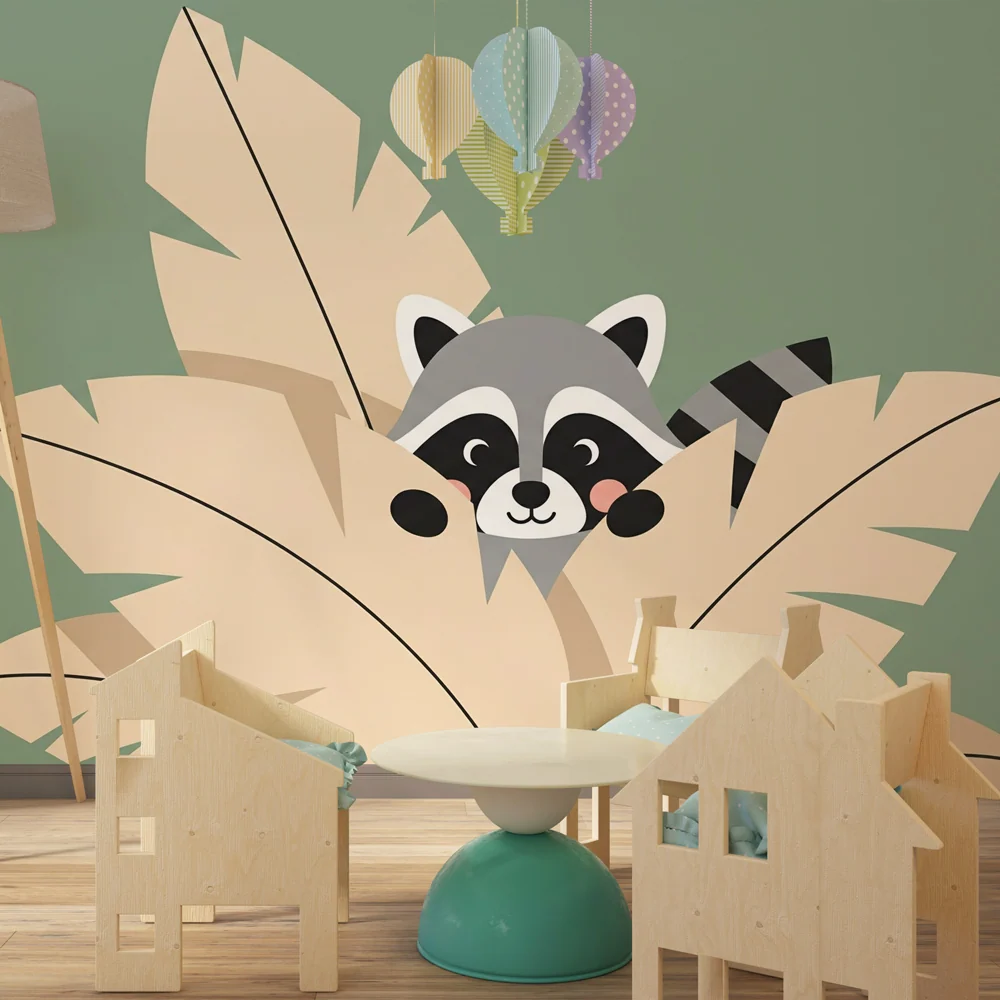 Nursery room wallpaper | Kócos mosómedve dzsungelben