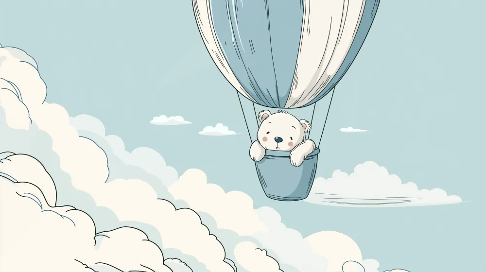 Nursery room wallpaper | Kis medve egy hőlégballonban