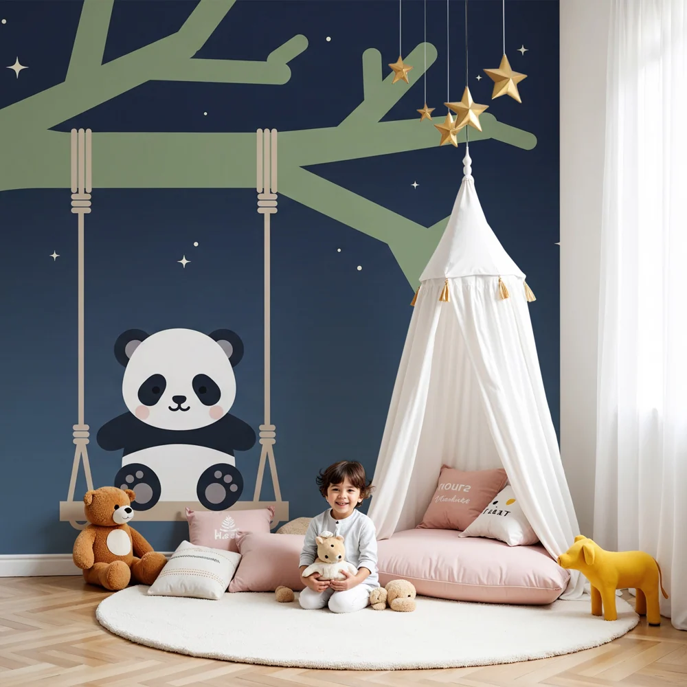 Nursery room wallpaper | Kis panda hintán