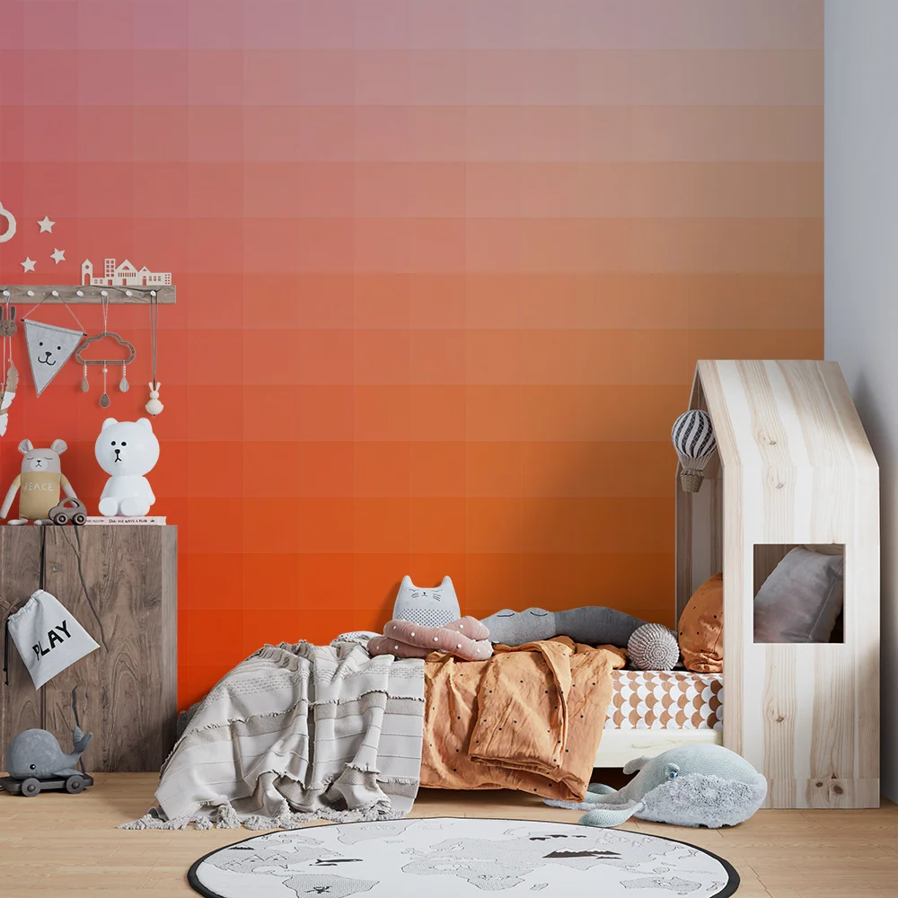 Nursery room wallpaper | Lágy átmenet rózsaszíntől narancssárgáig