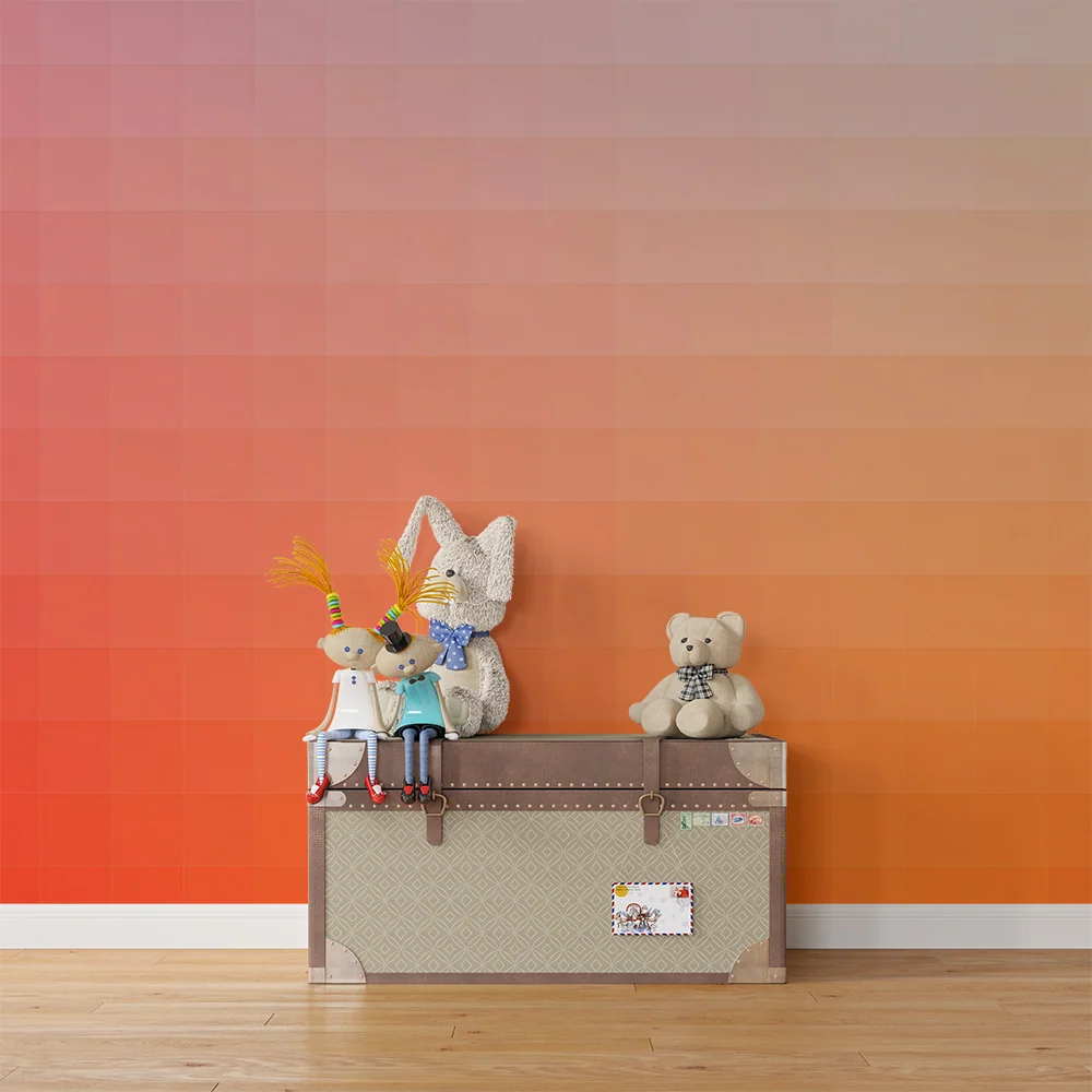 Nursery room wallpaper | Lágy átmenet rózsaszíntől narancssárgáig