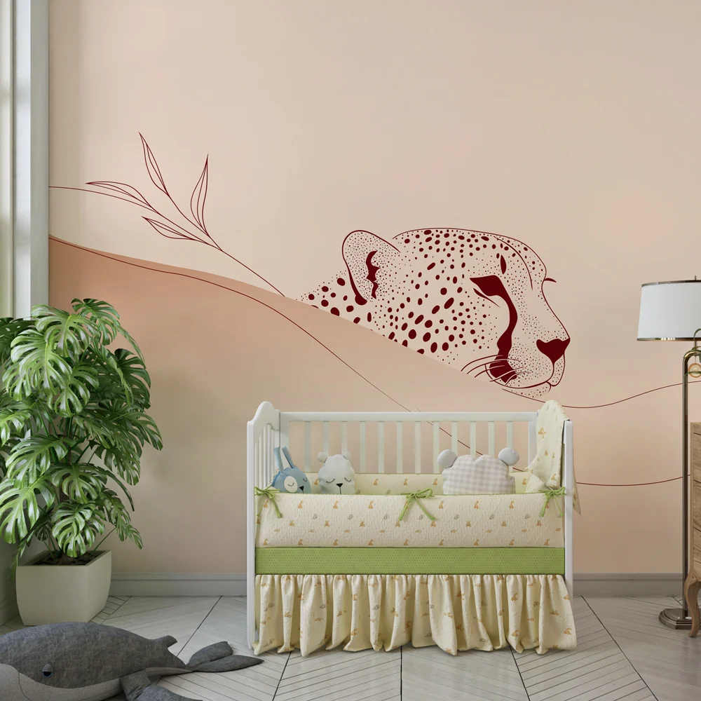 Nursery room wallpaper | Minimalist leopard soft landscapes