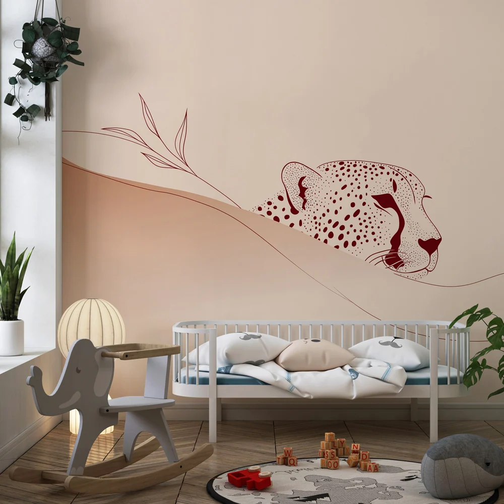 Nursery room wallpaper | Minimalist leopard soft landscapes