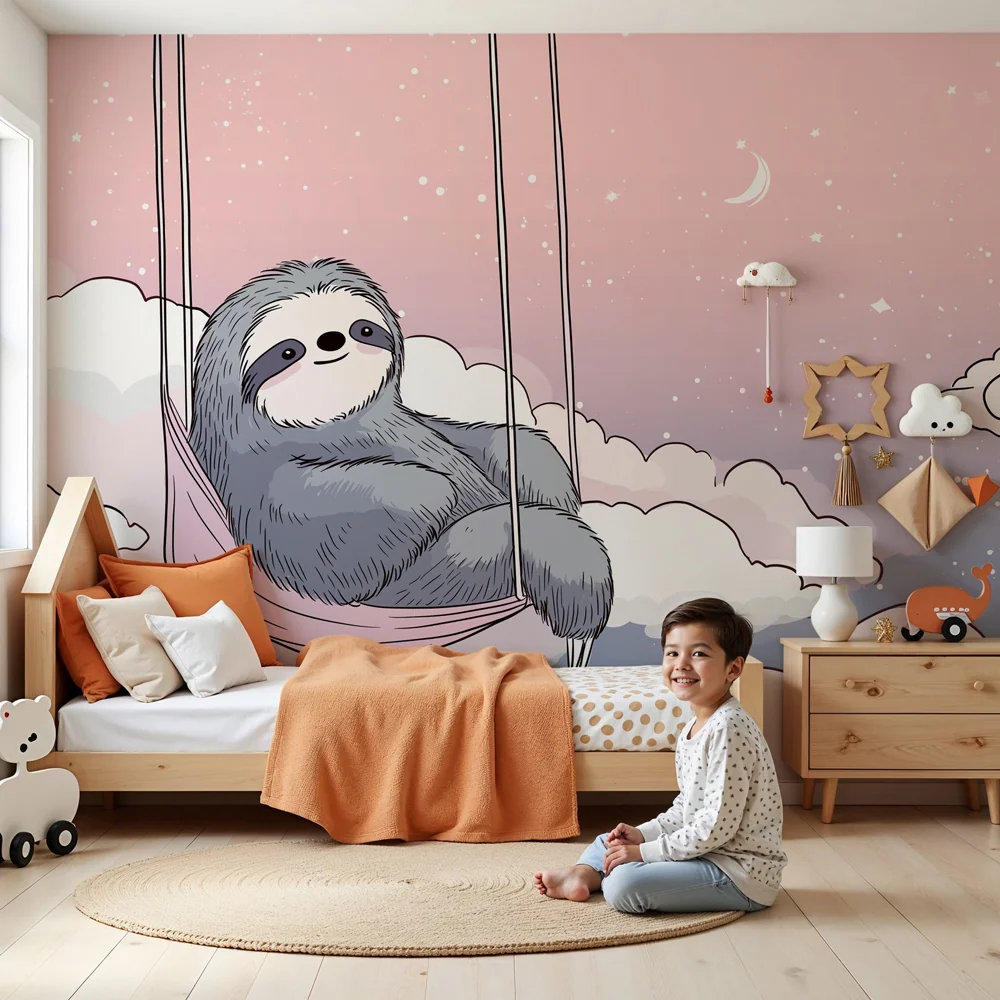 Nursery room wallpaper | Nyugodt lusta felhők között