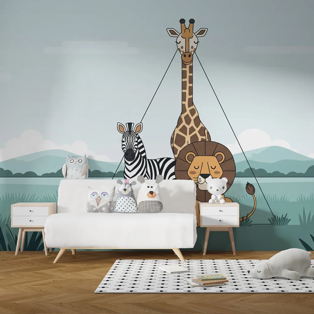 Nursery room wallpaper | Nyugodt szavannai állatok