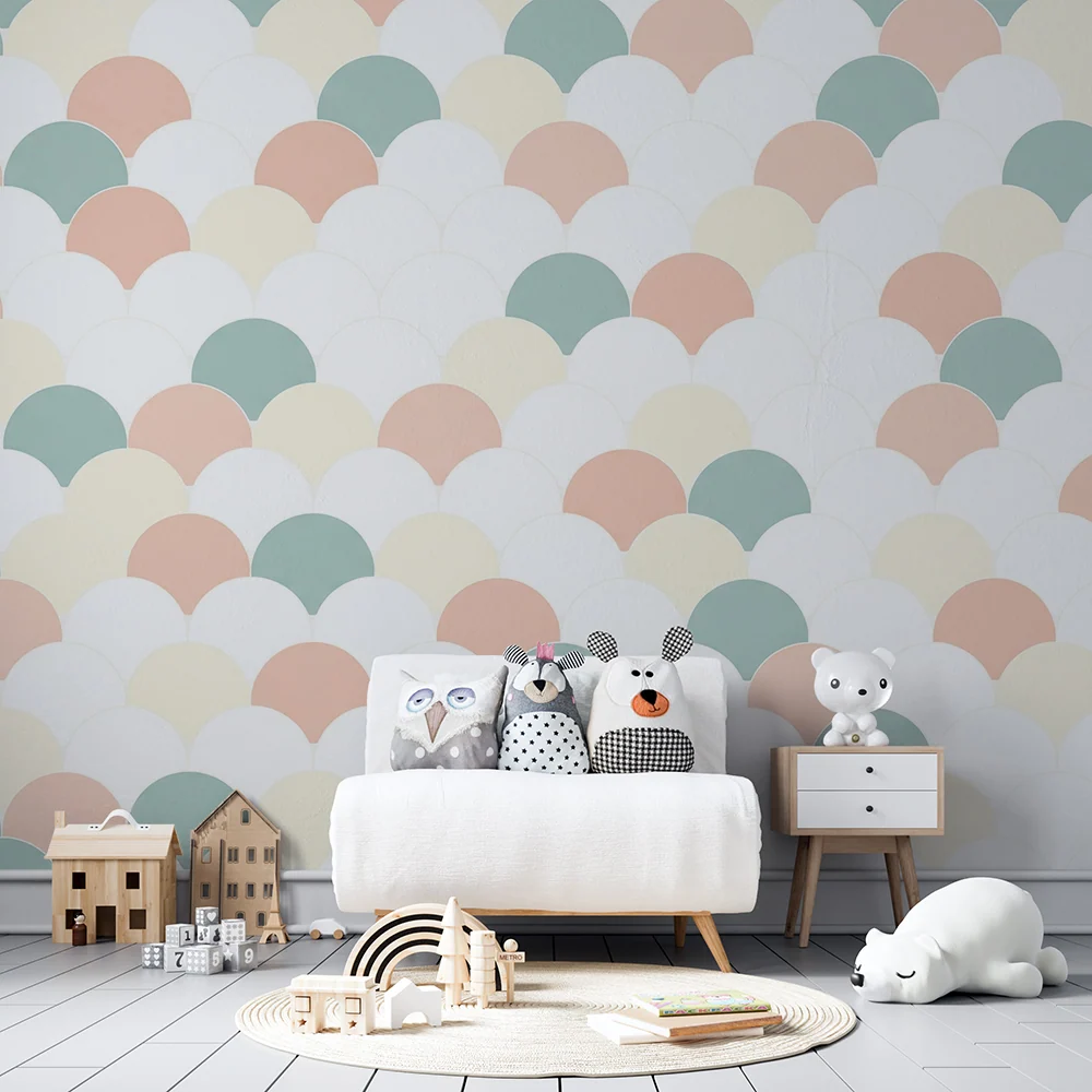 Nursery room wallpaper | Pastel half-circle patterns soft harmony