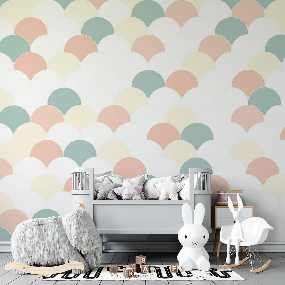 Nursery room wallpaper | Pastel half-circle patterns soft harmony