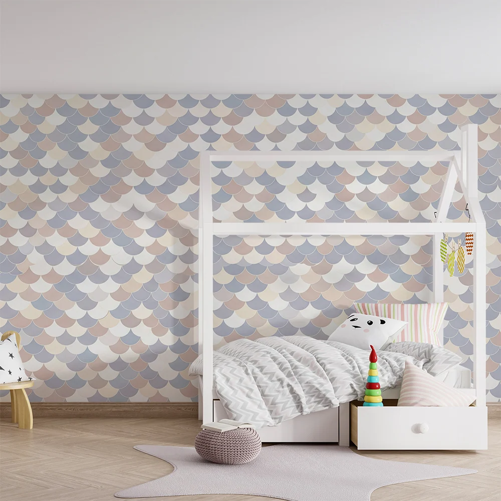 Nursery room wallpaper | Pastel scales soft shades