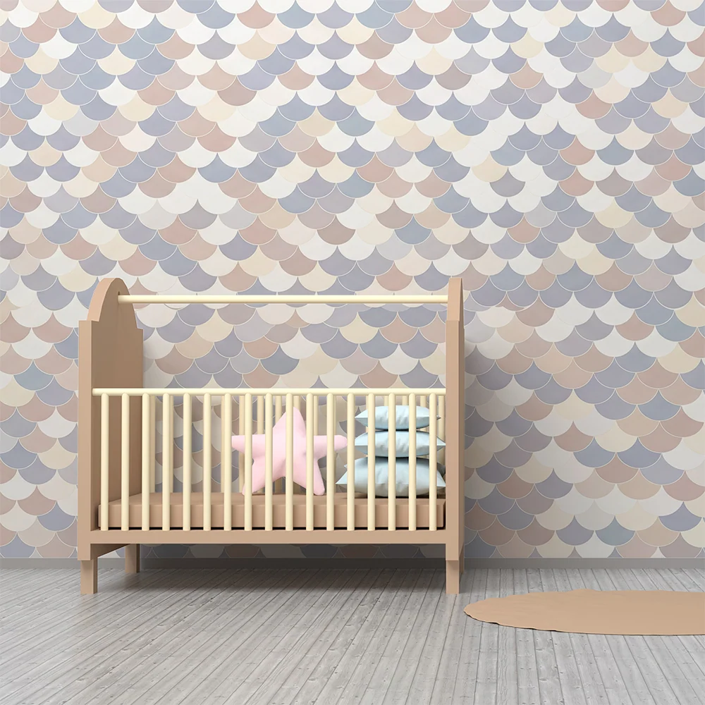 Nursery room wallpaper | Pastel scales soft shades