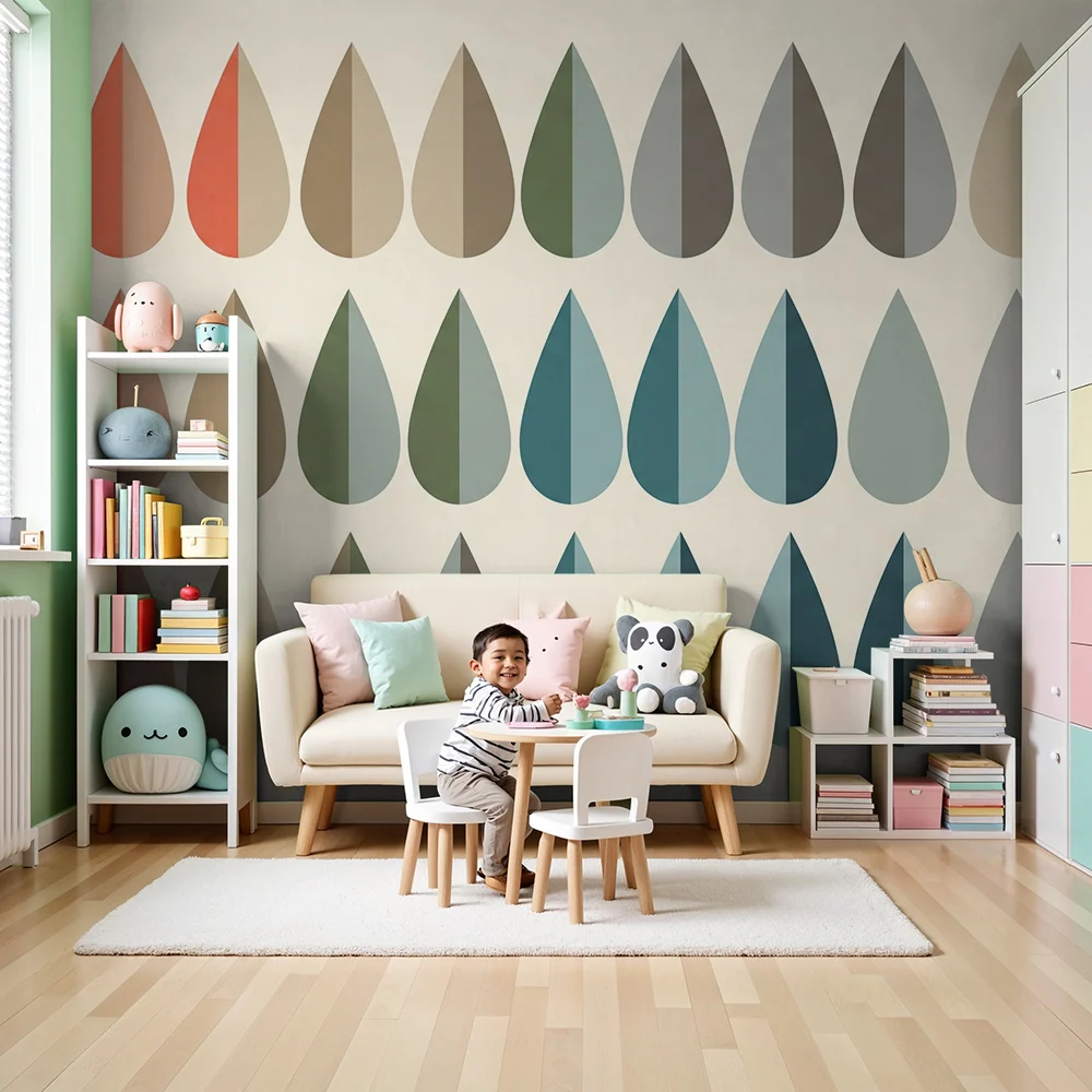 Nursery room wallpaper | Színes cseppek fokozatosan lágy háttéren