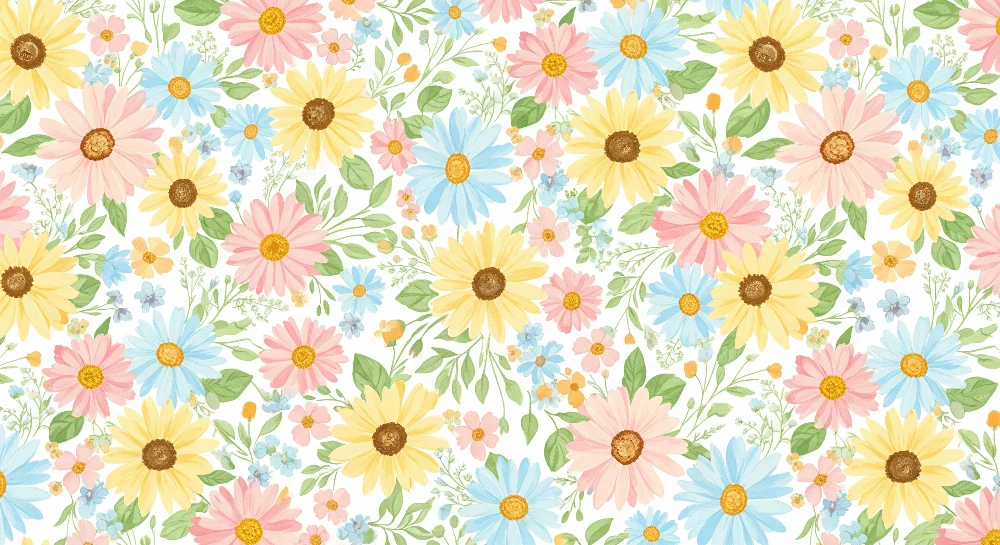 Nursery room wallpaper | Színes és finom virágok egy lágy hangulathoz
