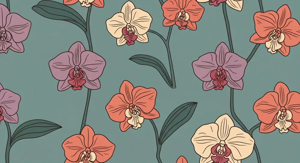 Nursery room wallpaper | Színes orchideák nyugtató háttérrel