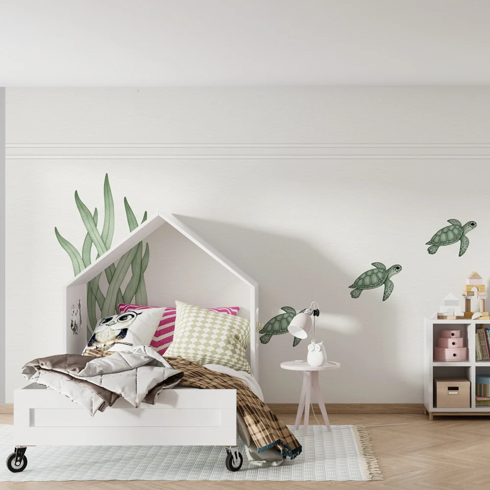 Nursery room wallpaper | Tengeri teknős és tengeri fű