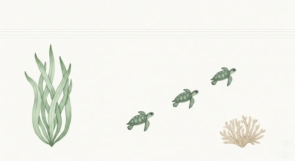 Nursery room wallpaper | Tengeri teknős és tengeri fű