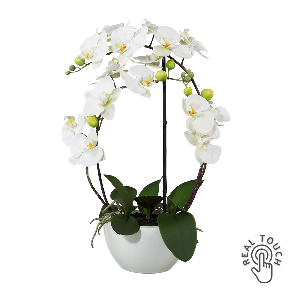 ORCHID fehér cserepes mű orchidea 52 cm