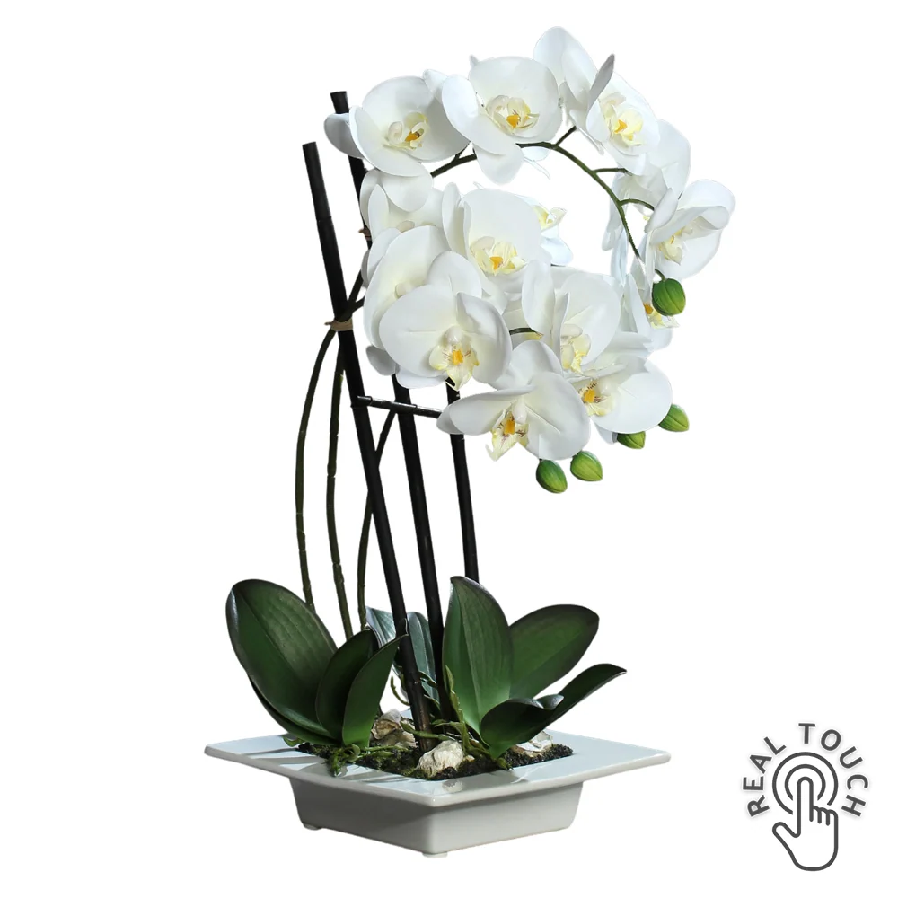 ORCHID fehér cserepes mű orchidea 46 cm