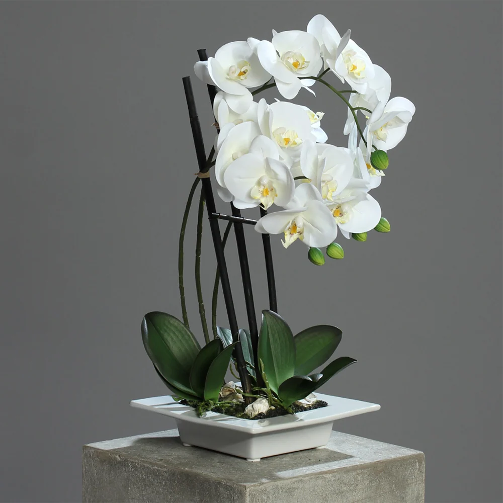ORCHID fehér cserepes mű orchidea 46 cm