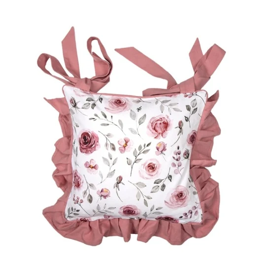 Pamut kötős rózsás székpárnahuzat Rustic Rose