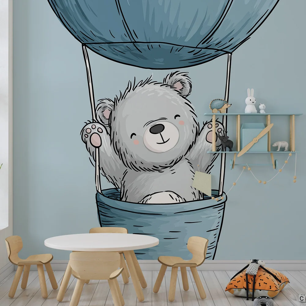 Papel de parede quarto bebê | Ours en montgolfière