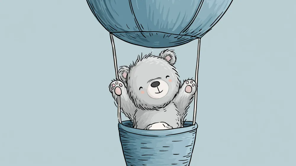 Papel de parede quarto bebê | Ours en montgolfière