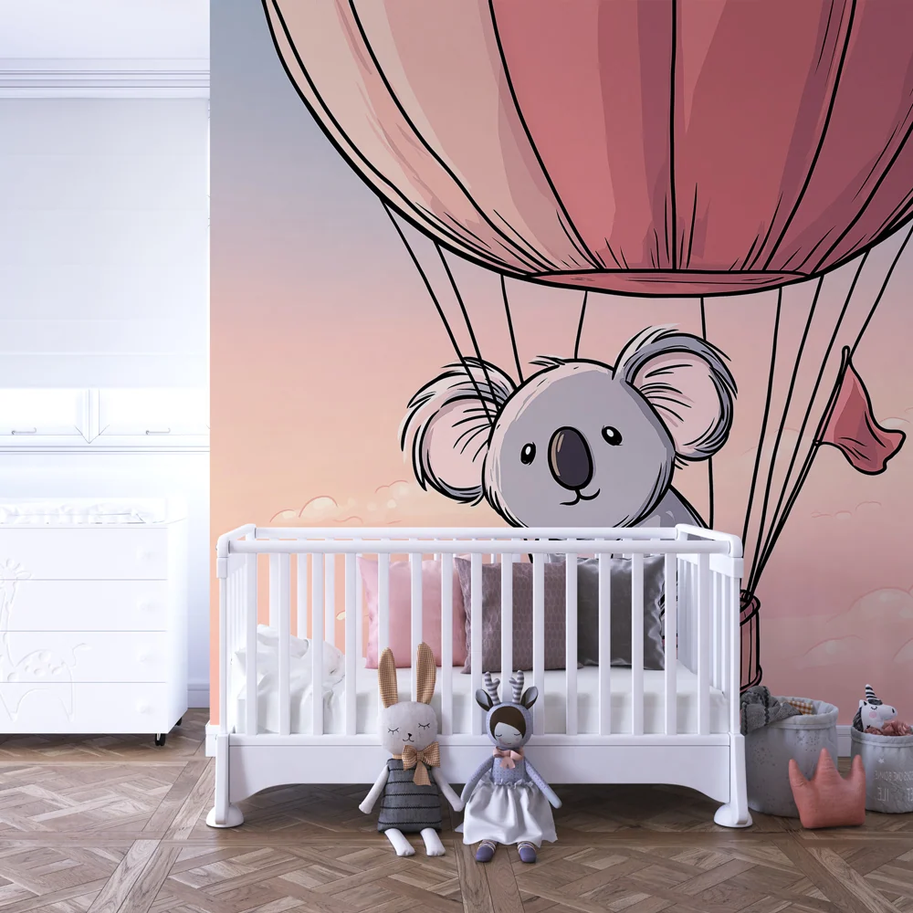 Papier de parede quarto bebê | Koala meleg léggömbben