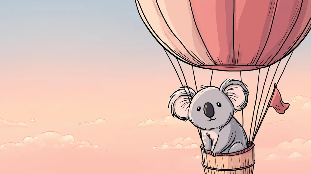 Papier de parede quarto bebê | Koala meleg léggömbben