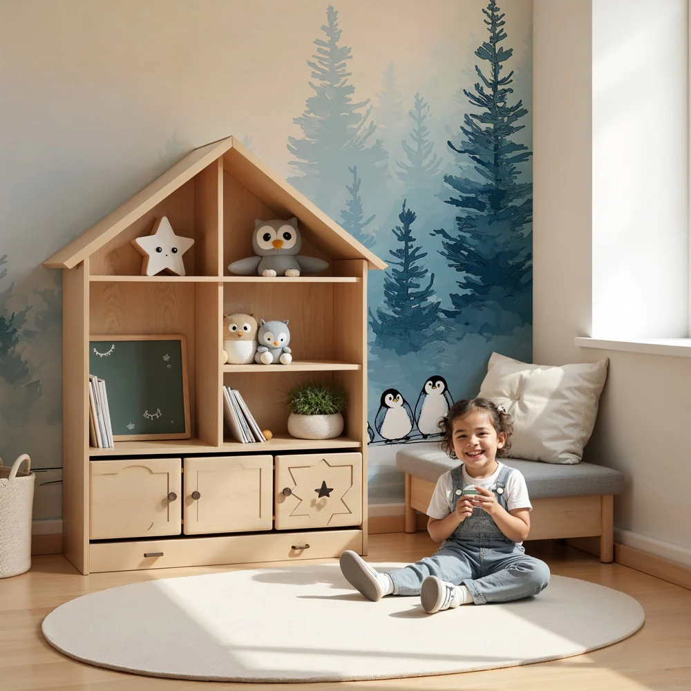 Papier de parede quarto bebê | Pingüinos en un paisaje invernal