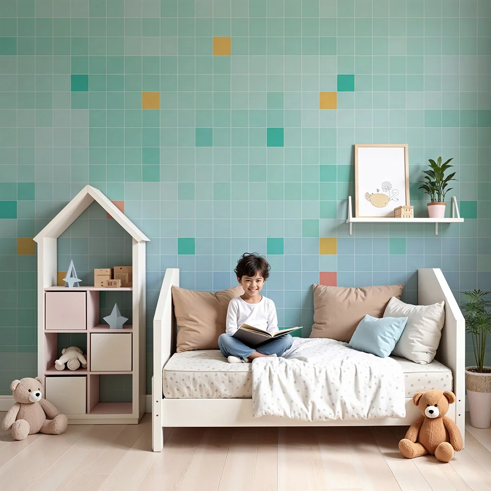 Papier de parede bébé szoba | Színes geometriai minták pasztell háttéren