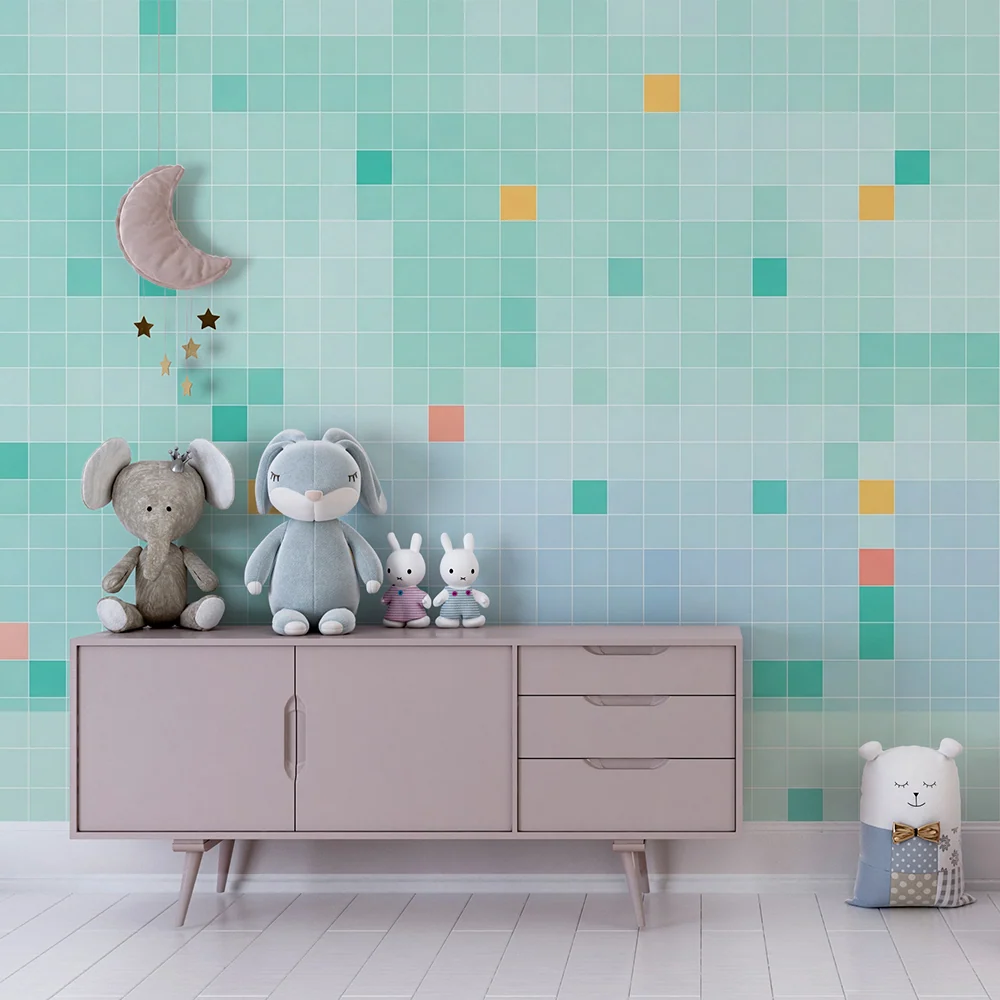 Papier de parede bébé szoba | Színes geometriai minták pasztell háttéren