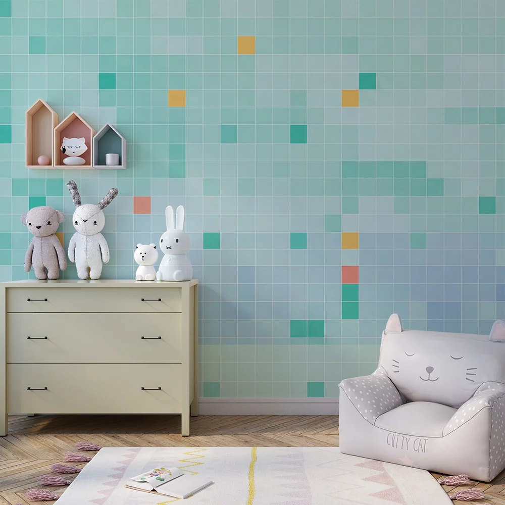 Papier de parede bébé szoba | Színes geometriai minták pasztell háttéren