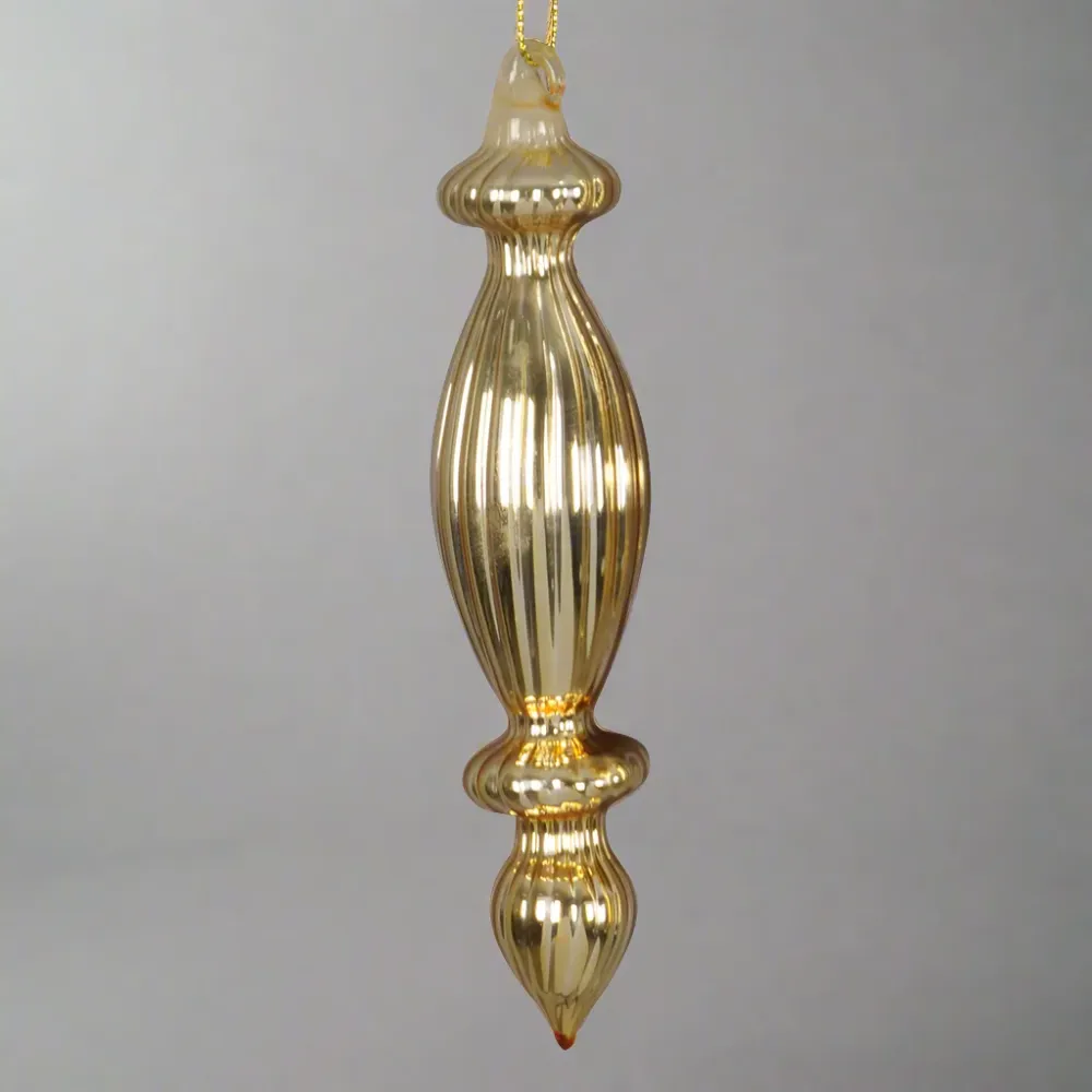 SHINY 3 db-os arany üveg jégcsap karácsonyfadísz szett 14 cm