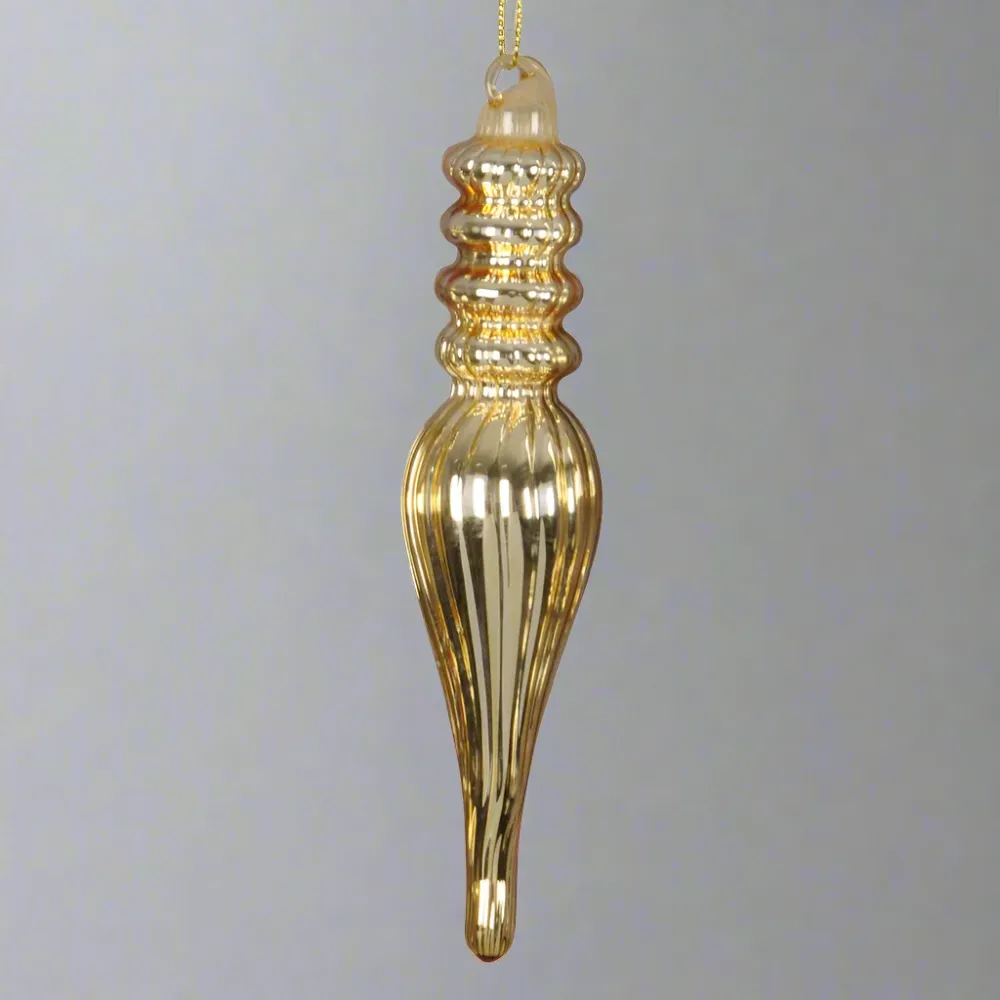 SHINY 3 db-os arany üveg jégcsap karácsonyfadísz szett 14 cm