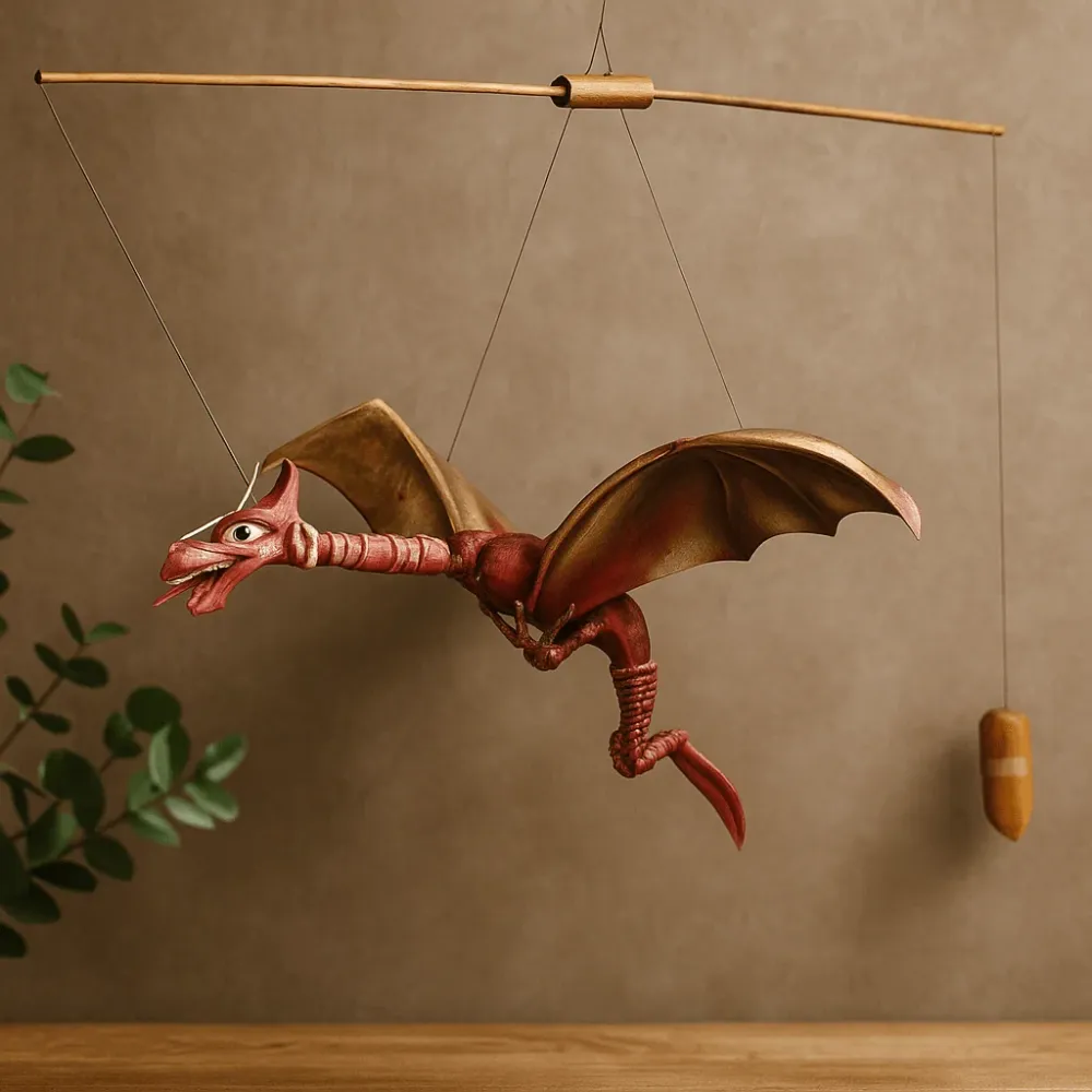 Szélcsengő Piros Kókusz Sárkány 46cm