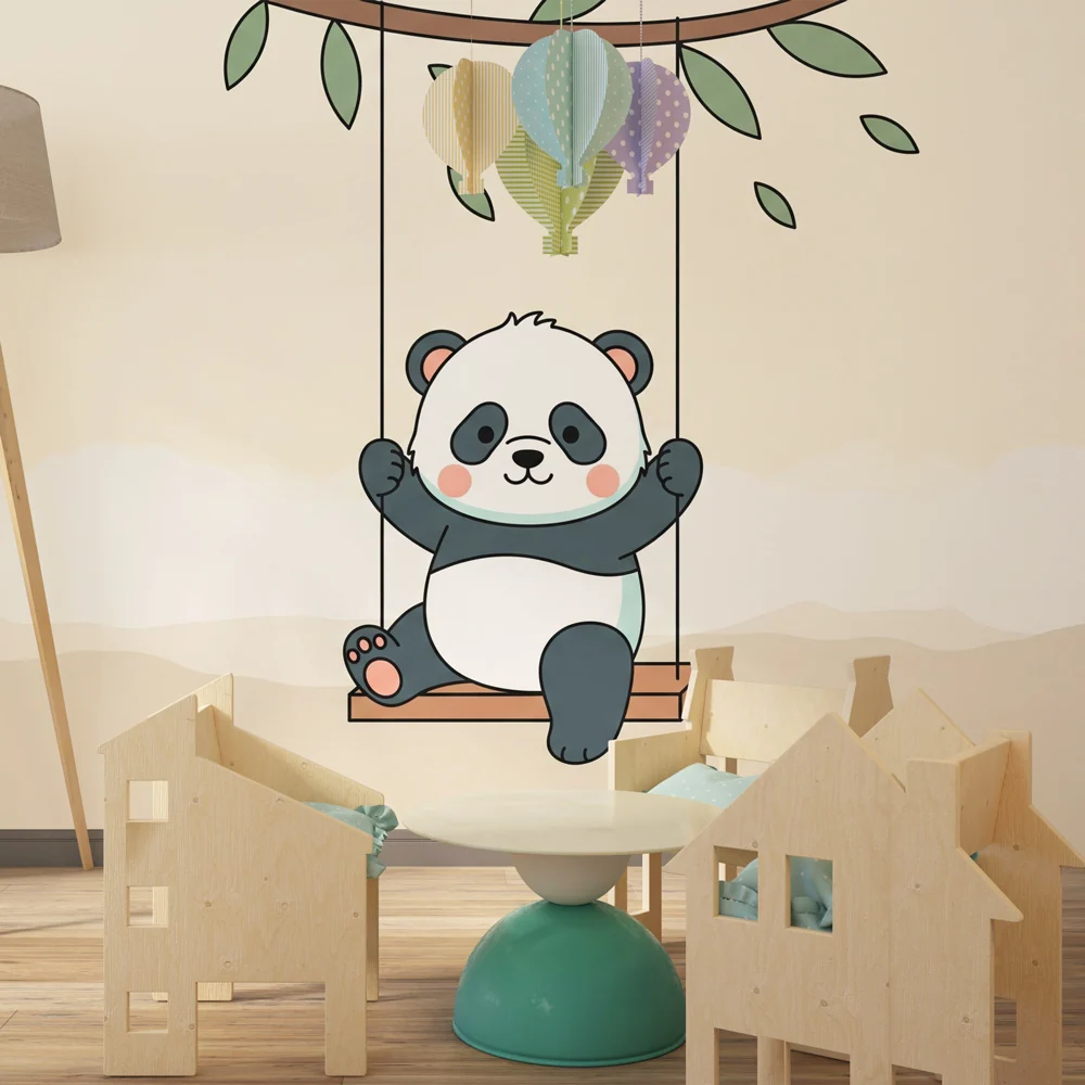 Tapéta babaszoba | Aranyos panda hintán