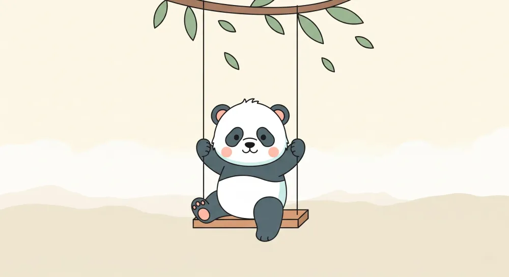 Tapéta babaszoba | Aranyos panda hintán