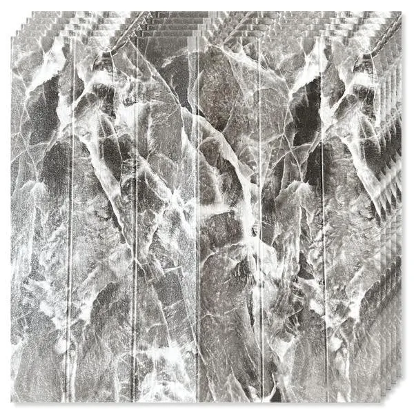 10 db 3D tapétapanel készlet, Vivimall, 70 x 70 cm, 3 mm vastag, gyanta, fapanel típusú, 4.9 nm lefedettség, márvány szürke