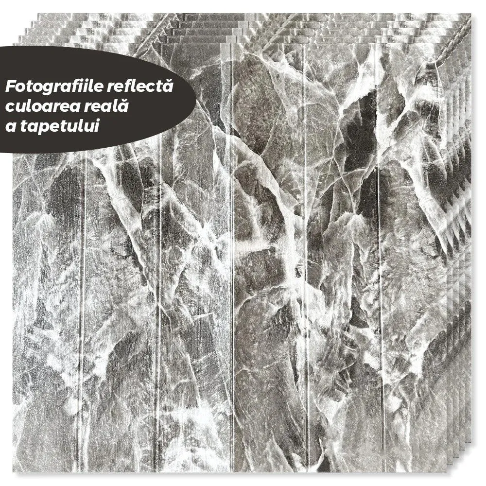 10 db 3D tapétapanel készlet, Vivimall, 70 x 70 cm, 3 mm vastag, gyanta, fapanel típusú, 4.9 nm lefedettség, márvány szürke