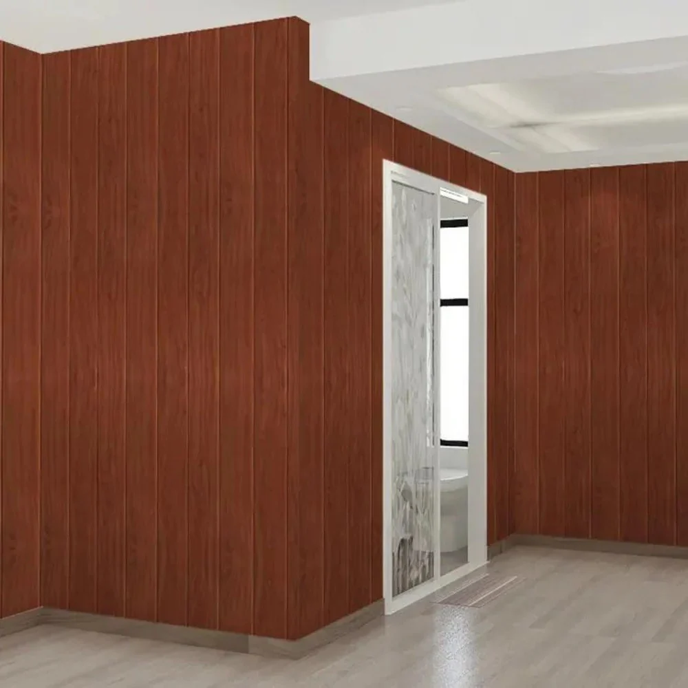 10 db 3D tapétapanel készlet, Vivimall, 70 x 70 cm, 3 mm vastag, gyanta, fa panelek típusú, 4,9 nm fedett felület, téglavörös