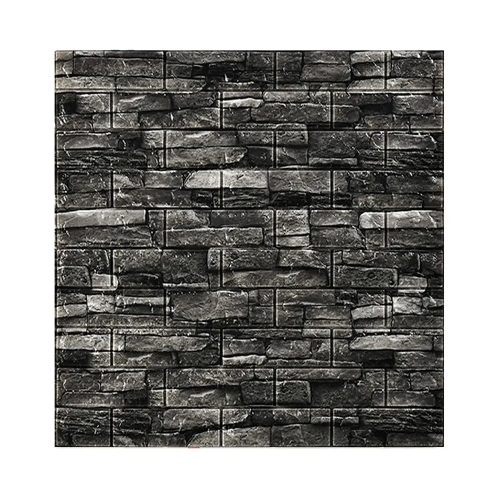 10 db 3D tapétapanel készlet, Vivimall, 70 x 77 cm, 3 mm vastag, polietilén, tégla minta, 5.3 nm lefedettség, sötétszürke