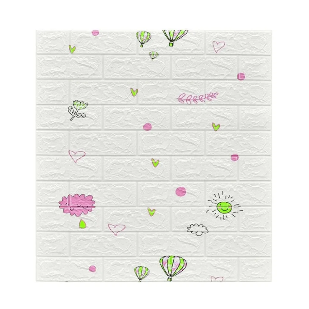 10 db 3D tapétapanel készlet, Vivimall, 70 x 77 cm, 3 mm vastag, polietilén, tégla mintázat, buborékos modell, 5.3 nm lefe...