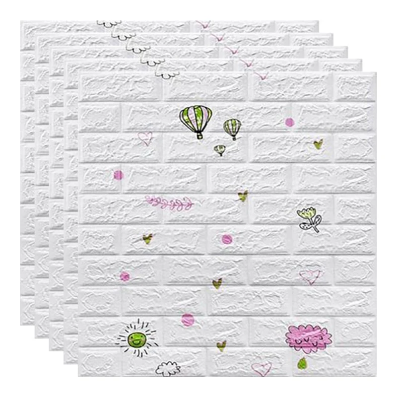10 db 3D tapétapanel készlet, Vivimall, 70 x 77 cm, 3 mm vastag, polietilén, tégla mintázat, buborékos modell, 5.3 nm lefe...