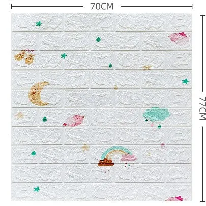 10 db 3D tapétapanel készlet, Vivimall, 70 x 77 cm, 3 mm vastag, polietilén, tégla mintázatú, szivárványos modell, 5.3 nm...