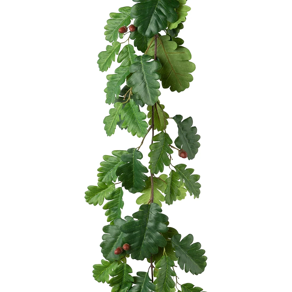 Mű tölgyfalevél girland makkal 180 cm zöld "Quercus"