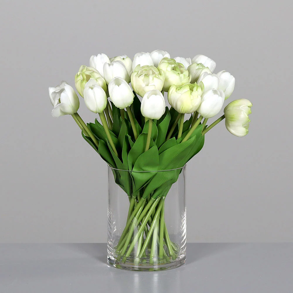TULIP 28 szálas krém mű tulipán kompozíció 36 cm