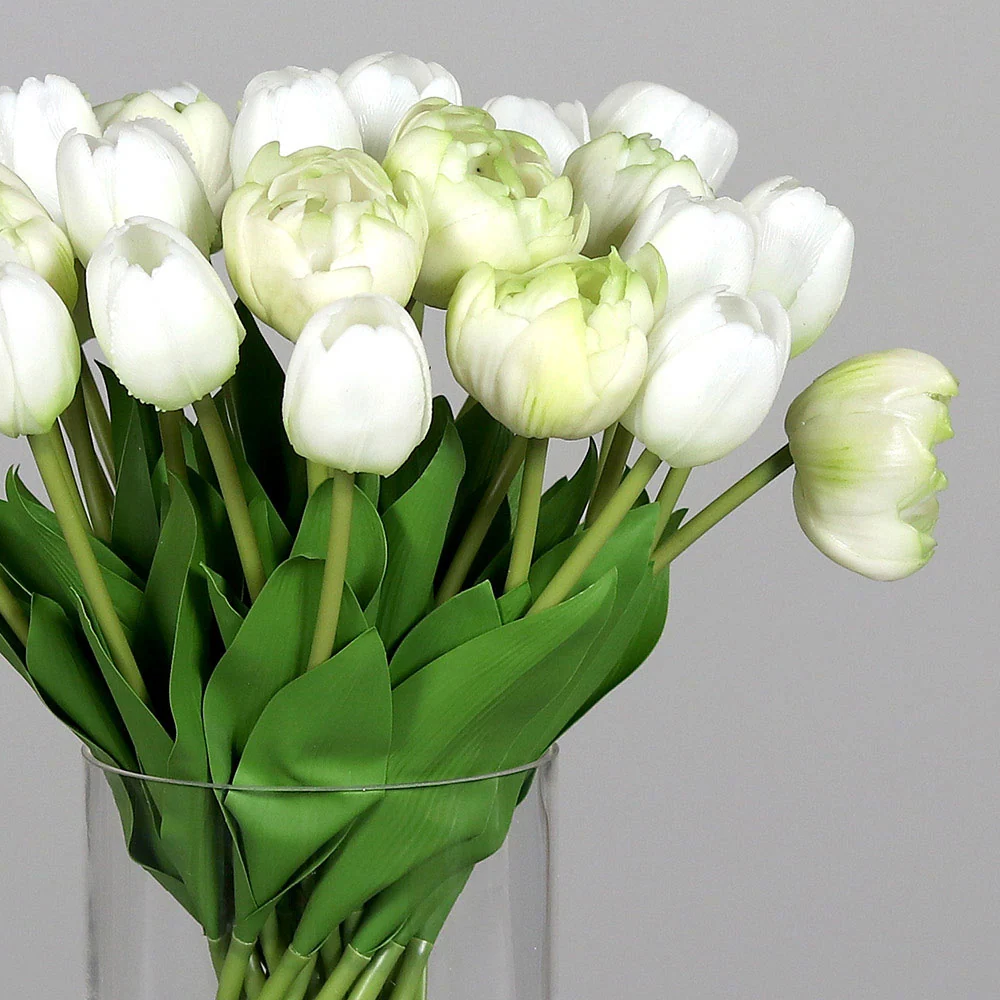 TULIP 28 szálas krém mű tulipán kompozíció 36 cm